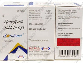Natco  Sorafenib Sorafenat   200mg*120 tablets Hepatocellular carcinoma, renal cell carcinoma, thyroid cancer, gastrointestinal stromal tumor, desmoid tumor, angiosarcoma, solitary fibrous tumor,